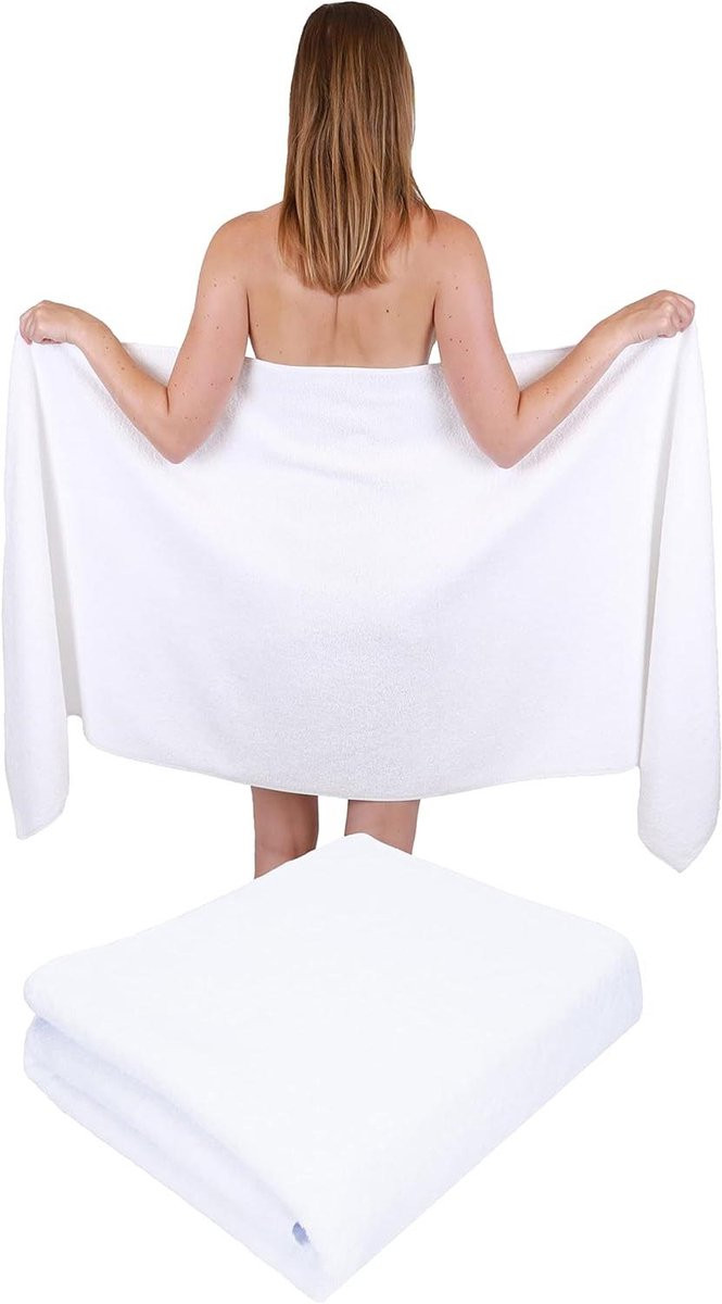 Zachte XXL Sauna Handdoek van Badstof - Wit - 70 x 200 cm
