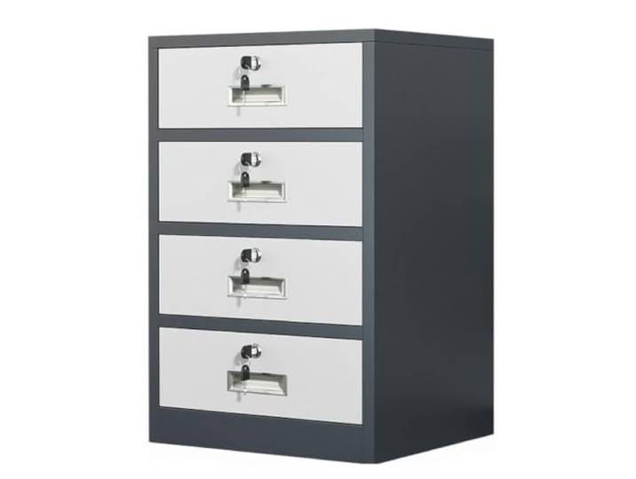 MYRTFK Abschließbarer Aufbewahrungsschrank, Metall, abschließbar, Organizer Verstellbare Einlegeböden und Schubladen – sicherer schwarzer Büroschrank für übersichtliche(Gray,4Drawer)