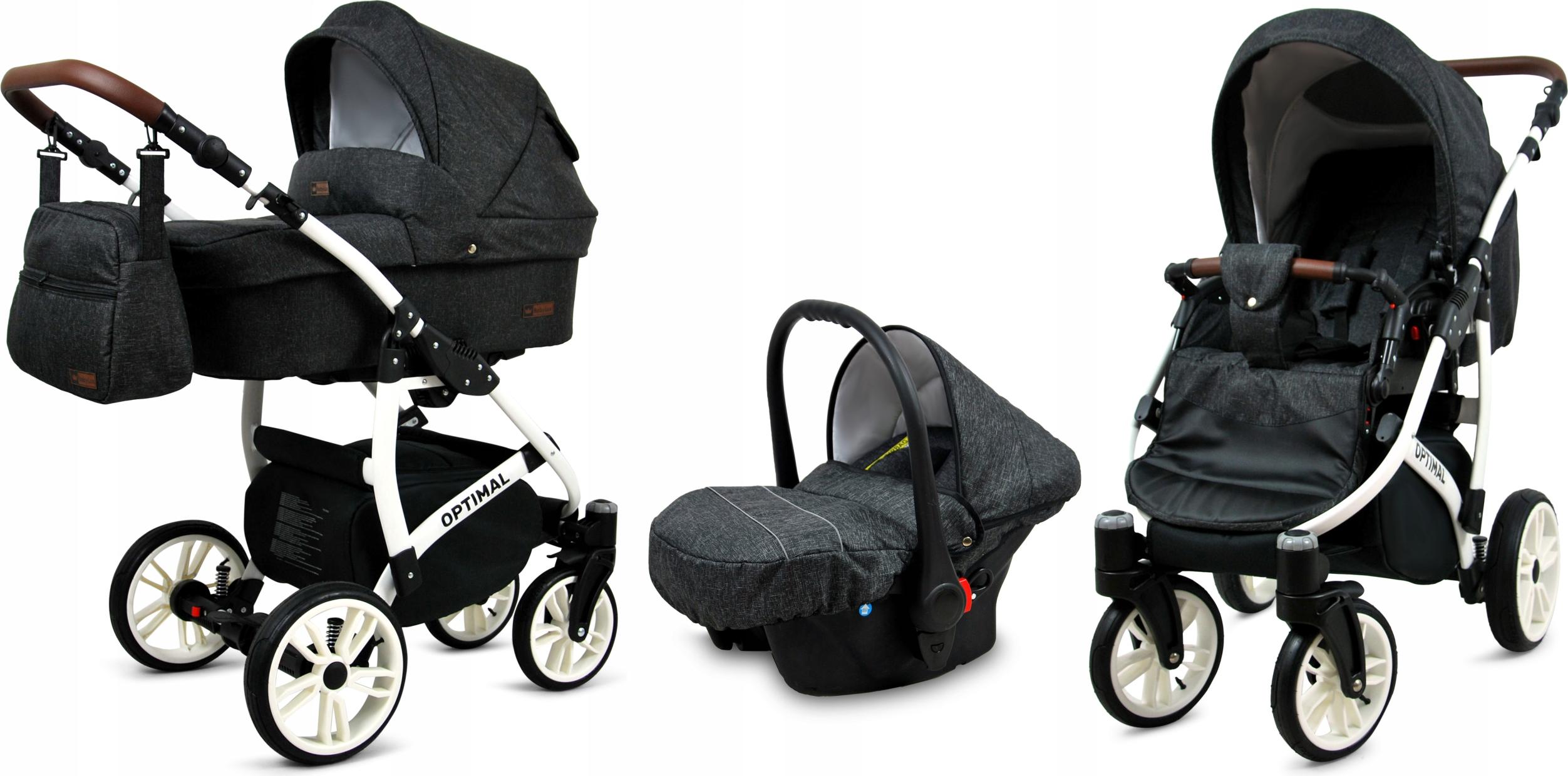 BabyLux Optimal | 3in1 Kinderwagen Set | Black Flex | Kombikinderwagen | Kinderwagenset | Buggy