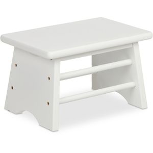 Relaxdays Fußbank 10046320, Bambus, 33 x 20 x 21,5cm, weiß
