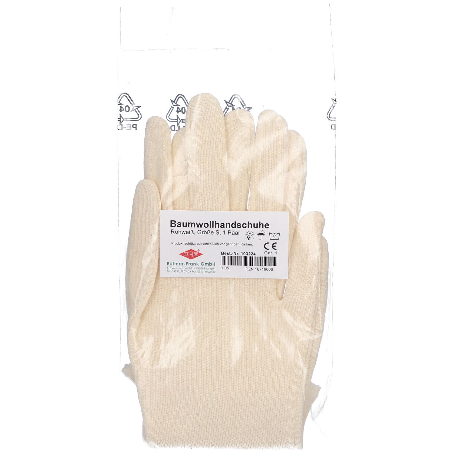 Baumwollhandschuhe Gr.S rohweiß 1 Paar St Handschuhe