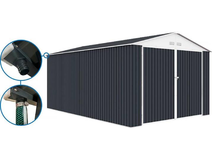 Metallgarage \ Houston\ - 18,56 m² mit Dachrinne - Anthrazit