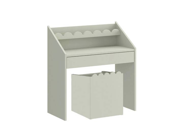 Petits-meubles Kinderschreibtisch Book Nook Salbeigrün, Grün, Holzwerkstoff, 1 Schubladen, 71x76x33 cm, Baby- und Kindermöbel, Kinderzimmer & Jugendzimmer, Jugendschreibtischstuhl & Kinderschreibtischstuhl