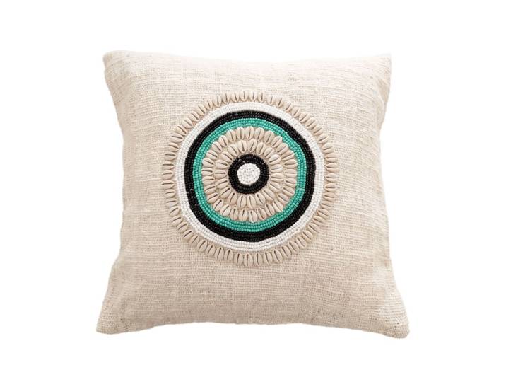 Housse de coussin avec deco en coquillages, 50x50 cm