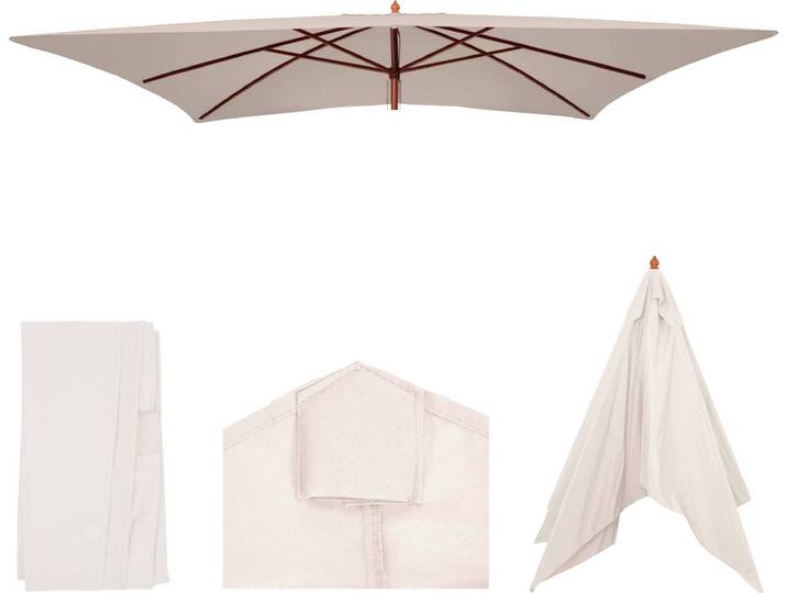 Housse de rechange pour parasol en bois Florida 2x3m\, housse de parasol de jardin ~ crème
