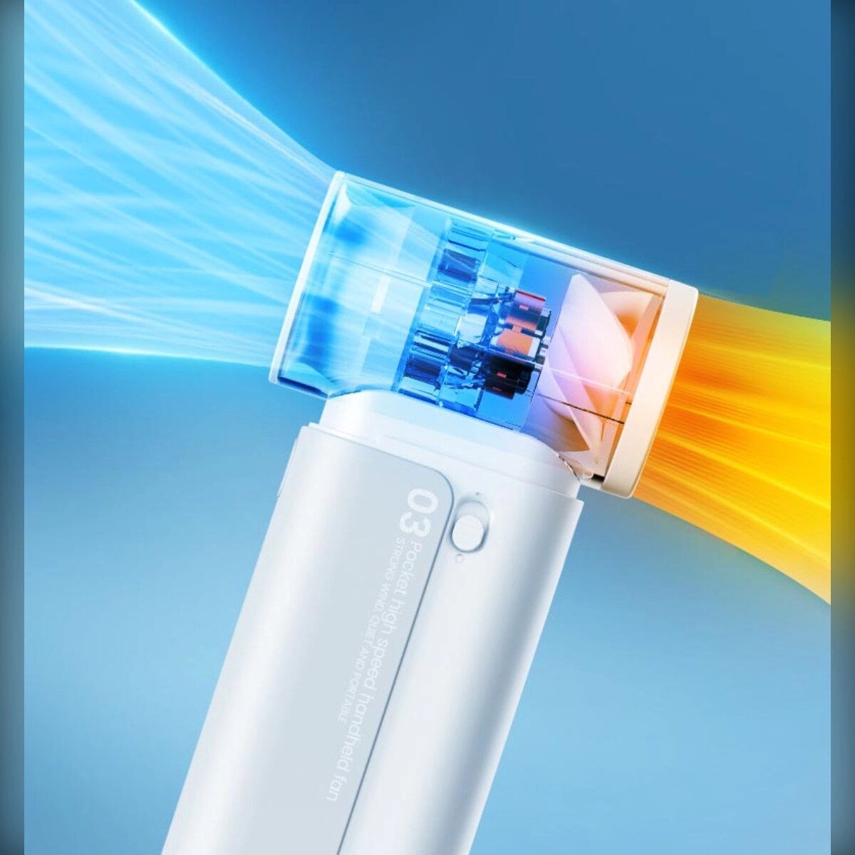 INF Mini-Taschen-Handventilator – 4000mAh USB wiederaufladbar, 3-Gang Turbo-Vortex, ergonomisch tragbar Violett