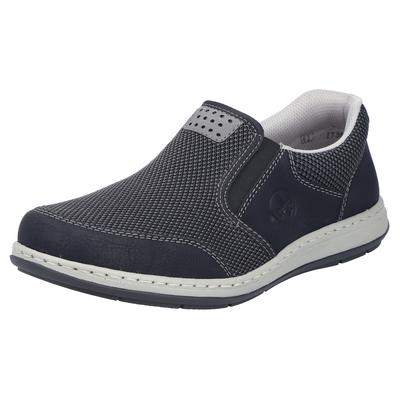 Slipper RIEKER, Herren, Gr. 45, Textil, schwarz, Nubuklederimitat, Textil, Schuhe Slipper, Slip-on Sneaker, Schlupfschuh, Halbschuh, Freizeitschuh mit Stretch