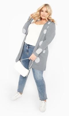 Plus Size Women's Spot It Cardigan by Avenue in Grey Marle (Size 26/28)