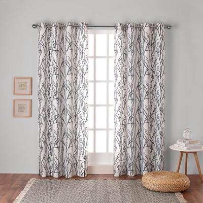 ATI Home Branches Linen Blend Grommet Top Curtain Panel Pair