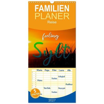 Familienplaner 2027 - feeling Sylt mit 5 Spalten (Wandkalender, 21 x 45 cm) CALVENDO