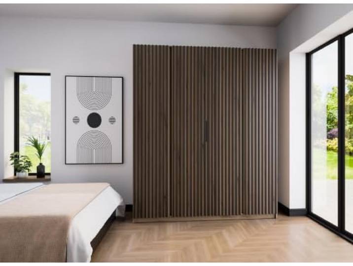 AX Living Nehir Schrank 200 cm Eiche Evoke, 4 Lamellentüren 4 Lamellentüren – mehr Ordnung im Alltag.