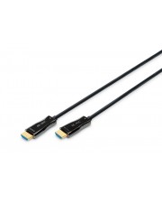 DIGITUS HDMI® AOC Hybrid Glasfaserkabel UHD 4K 10 m bis HDMI M m Doppelisolierung Schwarz Unterstützung HAOC-Kabel Active Optical Cable (AK-330125-100-S)