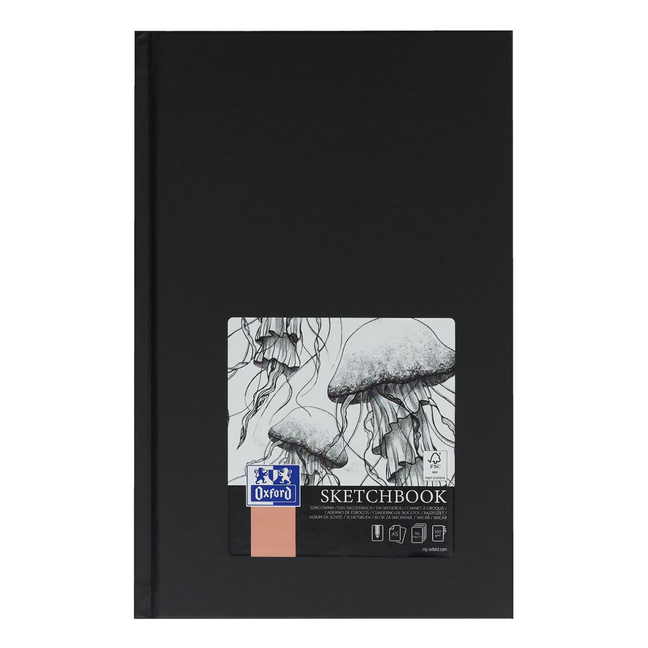 OXFORD Skizzenbuch Sketchbook DIN A5 blanko, schwarz Hardcover 96 Seiten