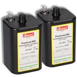 Akkuman 2x Nissen Premium 800 4R25 Batterie 6V 7–9Ah – passend für Nissen Warnleuchten, Baken- & Baustellenlampen