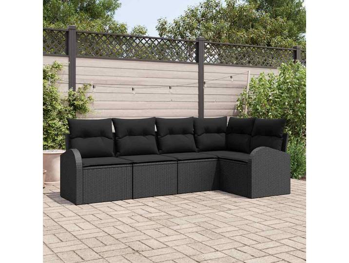 vidaXL Sofa Set mit Kissen Schwarz Polyester
