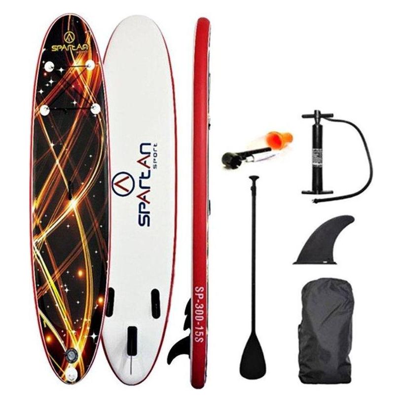 Spartan Publishing Paddleboard SUP aufblasbares Board mit Paddel und Zubehör SUP 10' Braun-Rot (S3409)