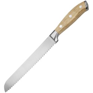 APS Brotmesser 88990, 21 cm Edelstahlklinge mit Wellenschliff und Buchenholzgriff