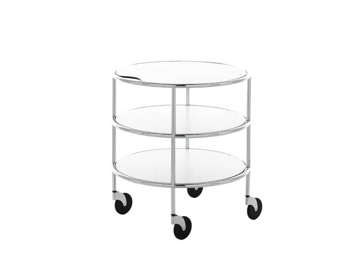 Lammhults Chicago I Rolltisch Weißes Laminat-Chrom
