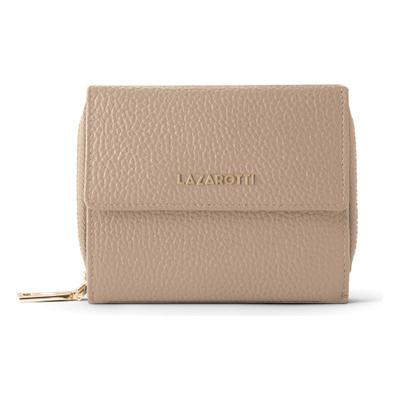 Geldbörse LAZAROTTI "Bologna Leather Zip-Around Geldbörse Leder 12 cm", Damen, beige, Leder, Kleinlederwaren