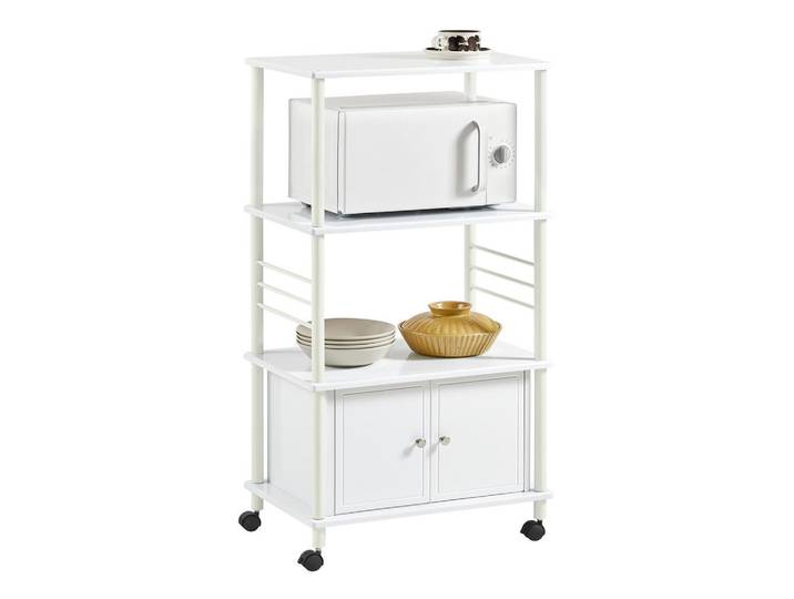 SoBuy Küchenwagen Weiß, Holzwerkstoff, 60x114x40 cm, Esszimmer, Servierwagen