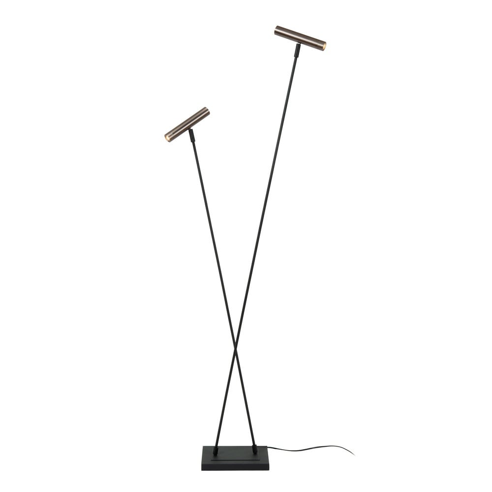 Lucide Vibes Duarte Vloerlamp - Zwart/Grijs - Metaal - 2xG9 - H 163 cm, B 28 cm