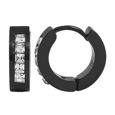 Paar Creolen ADELIA´S "Ohrringe – Creole aus Edelstahl mit Strass Steinchen", Damen, Gr. Damen, Edelstahl, schwarz, Ohrringe, Perfekt als Geschenk zum Geburtstag