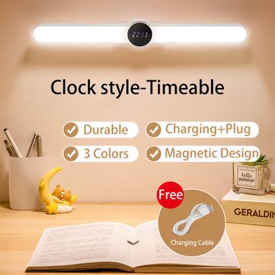 Smart Shopping Spot Rechargeable LED Desk Lamp With Magnetic Mount Eye Protection Study Light For Desk Dorm And Reading clock Style