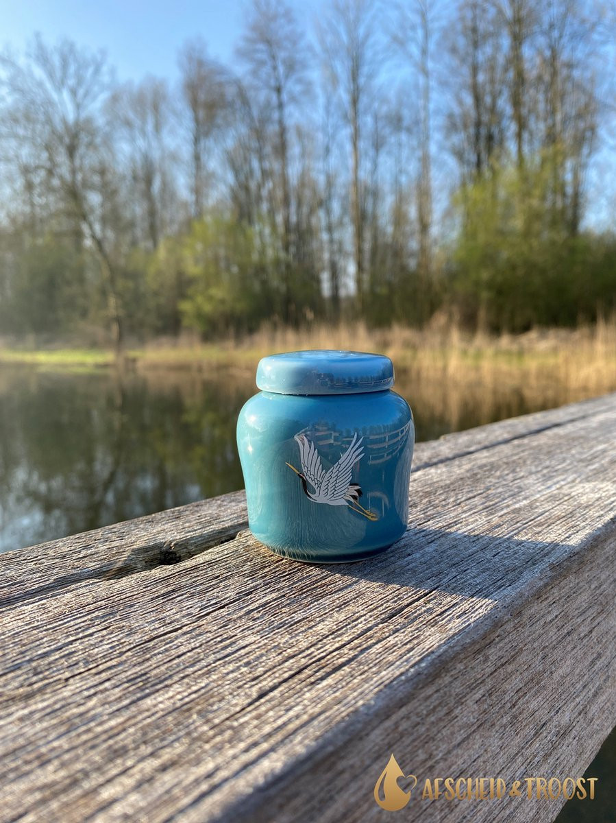Mini Urn Kraanvogel Grijs - Afscheid & Troost - AF-TC134