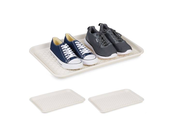 Schuhabtropfschale 60 x 40cm 3er-Set Weiss