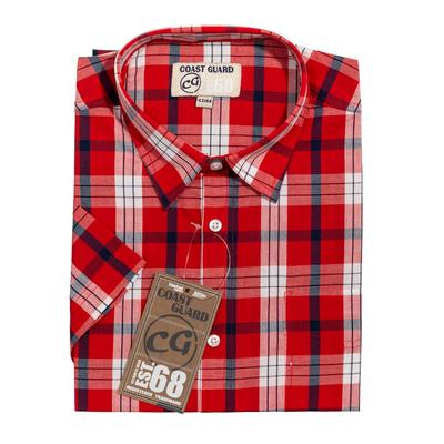 Kurzarmhemd TERRAX WORKWEAR "Sommerhemd ½Arm", Herren, Gr. 41, EURO, rot (rot, royal, weiß), Obermaterial: 100% Baumwolle CO., Hemden