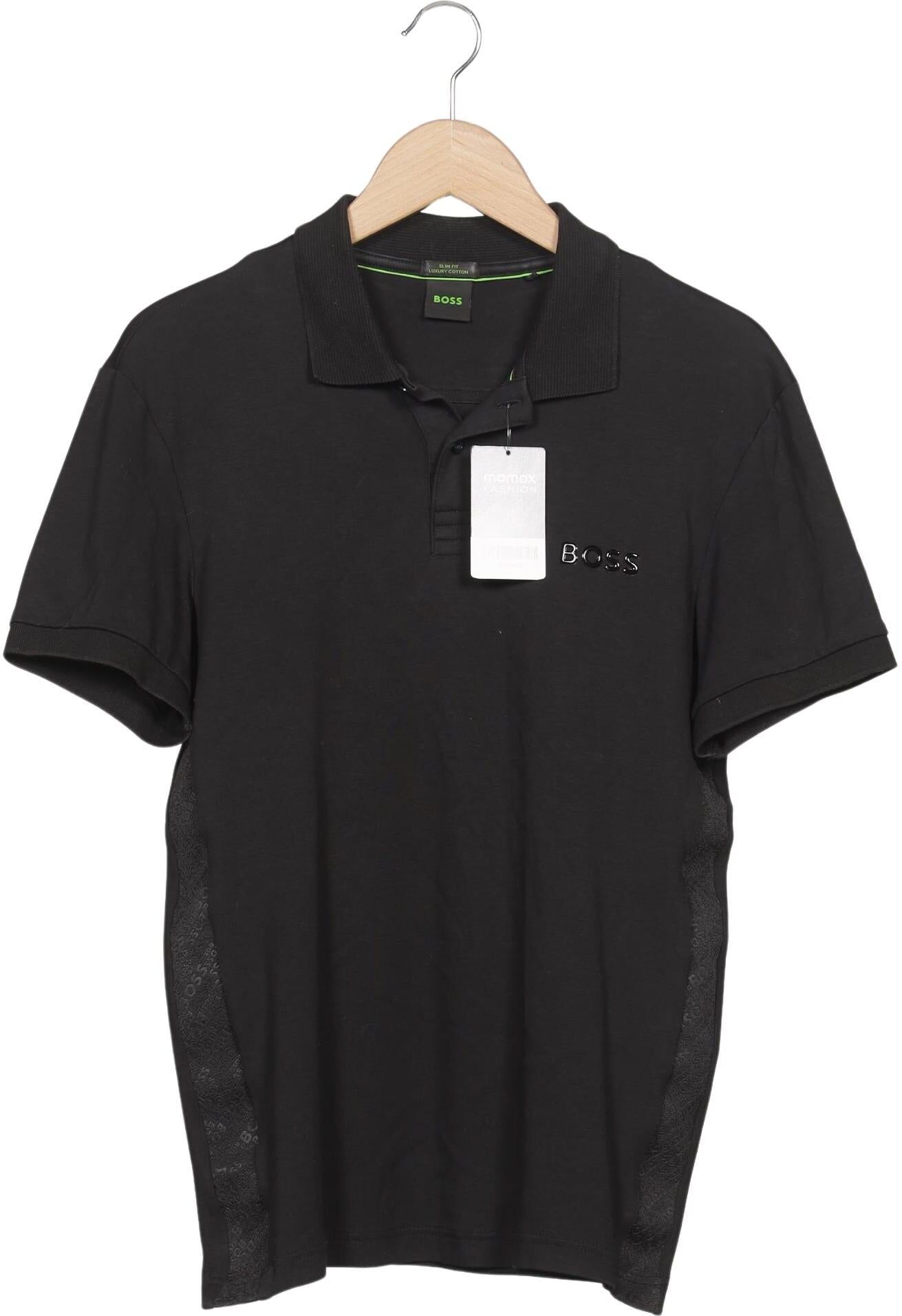 Boss Green Herren Poloshirt, Schwarz, Gr. M, Baumwolle - Second Hand