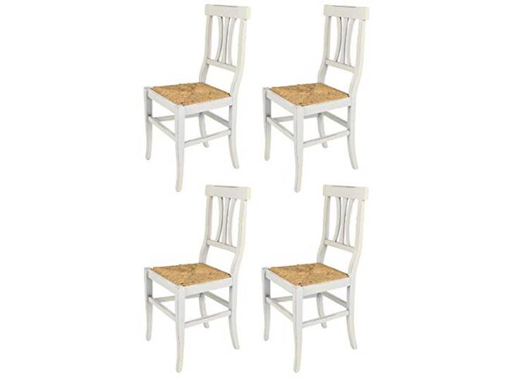 t m c s Tommychairs - 4er Set Stühle Artemisia für Küche und Esszimmer, Robuste Struktur aus lackiertem Buchenholz im Shabby Chic Stil, handwerklich antik behandelt und Sitzfläche aus Stroh