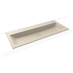 Kaldewei CONO Einbau-Doppelwaschtisch, 1200x500 mm, pergamon, Perl-Effekt, Antidröhn mit 2x3er Hahnlochbohrung