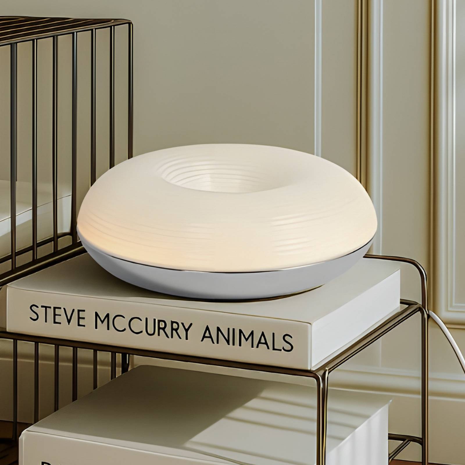 Wandlampe Fjora Lindby, dimmbar, weiß / opal, für Wohn- / Esszimmer, Glas, Design, LED Wandleuchte, Wandlampe Innen