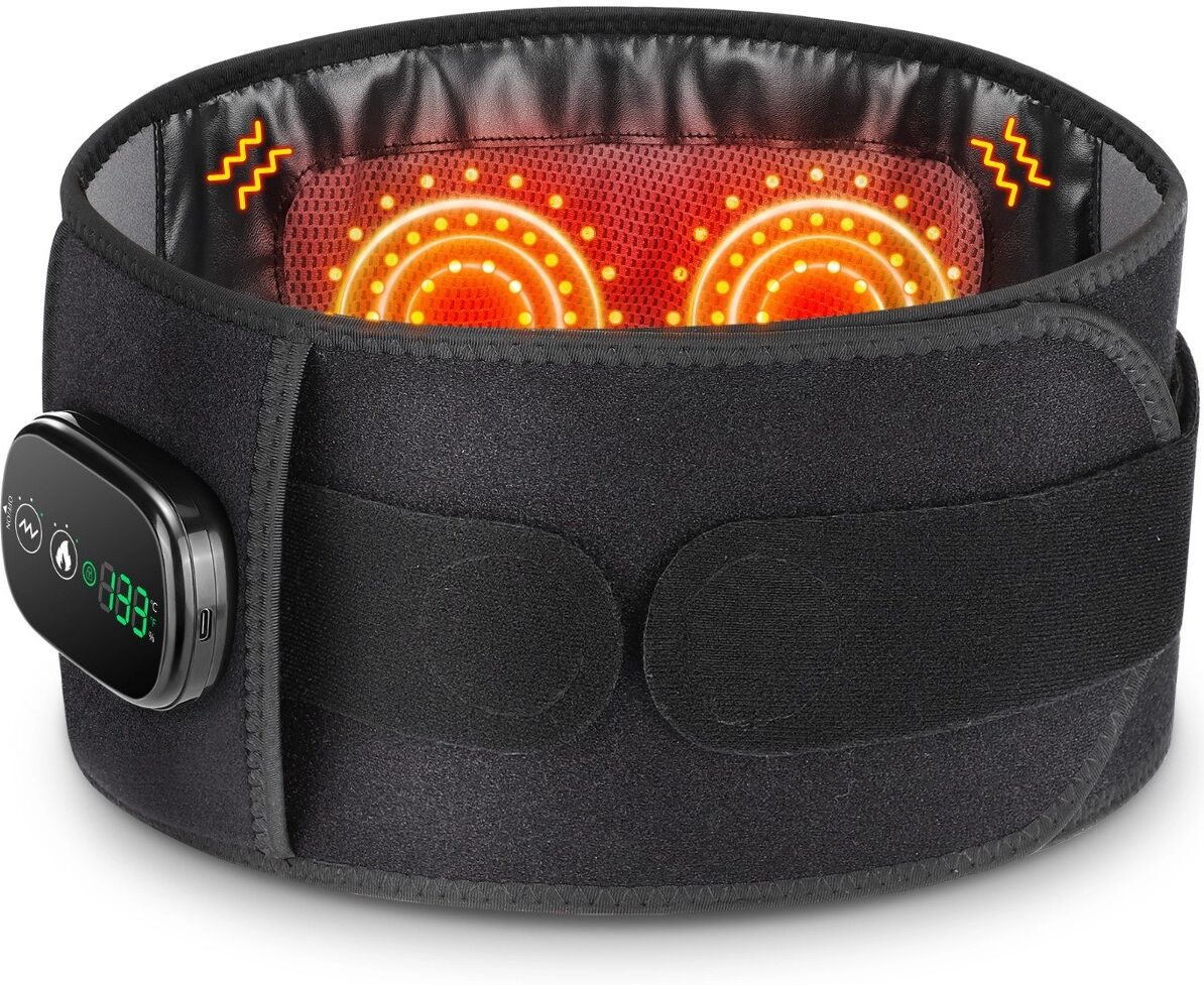 INF Ceinture lombaire de massage à lumière rouge avec 4 moteurs et 122 LED - Ceinture chauffante vibrante rechargeable 5000mAh