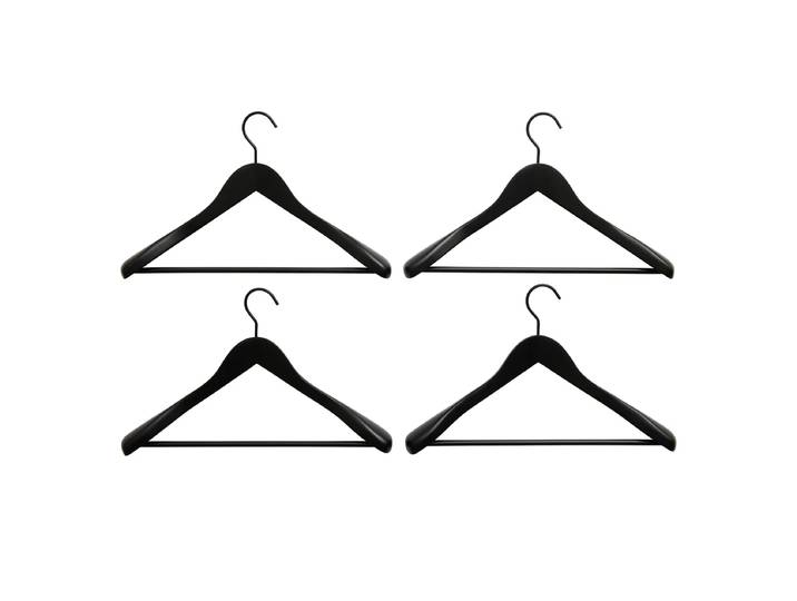 HAY - Smooth Coat Kleiderbügel mit Steg wide, schwarz (4er-Set)