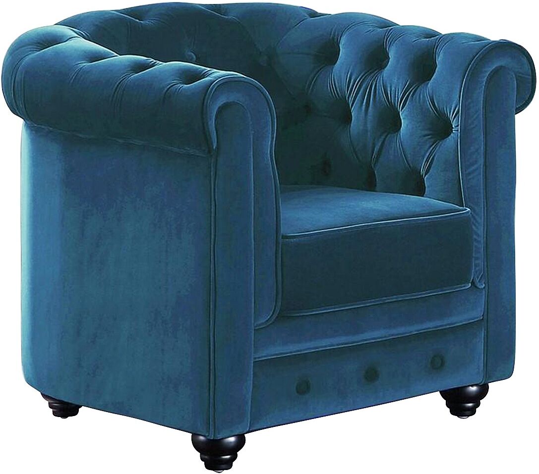 Vente-unique Sessel - Samt - Grünblau - CHESTERFIELD