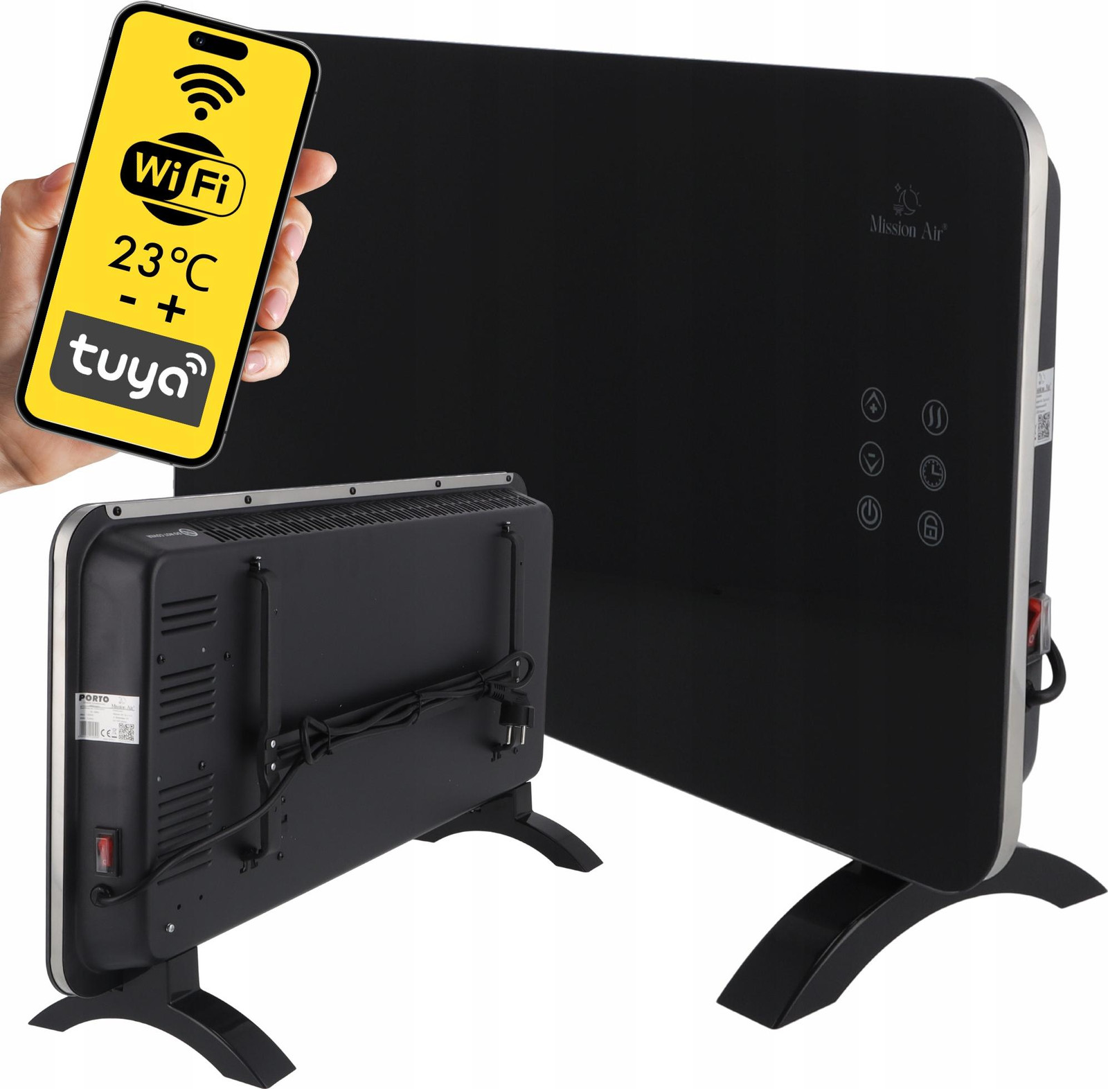 Mission Air Convectorverwarming PORTO WiFi, 1500 W, zwart