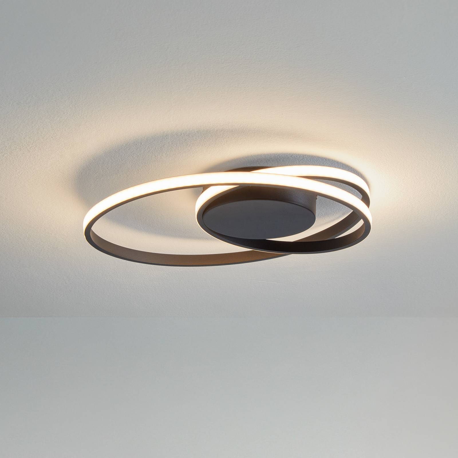 LED Deckenlampe Youna Lindby, dimmbar, schwarz, für Wohn- / Esszimmer, Metall, Modern, LED Deckenleuchte