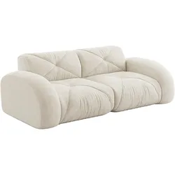 Merax Modulares Sofa 2-Sitzer, Cloud Sofa mit runden Armlehnen, Chenille weich, rahmenlos bodennah, Lounge Sofa, Beige