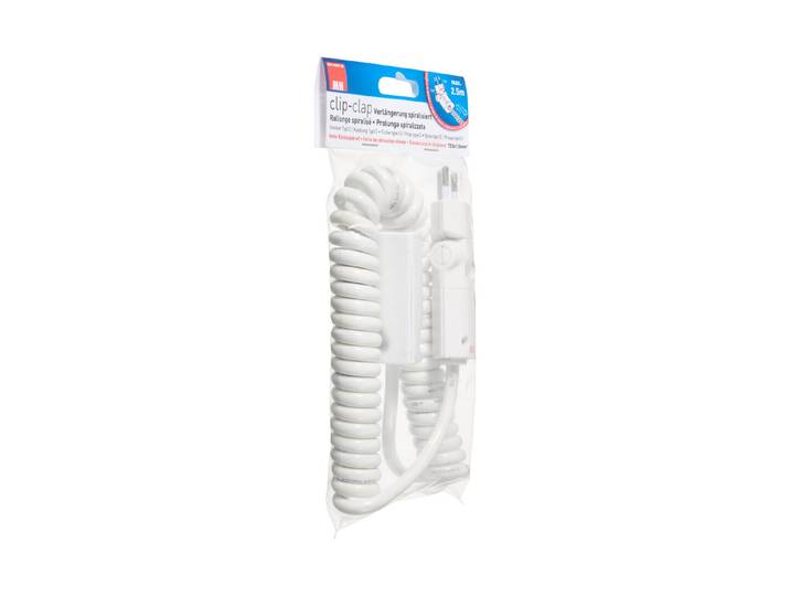 Max Hauri TD-Verlängerung spiralisiert H05Vv-F3G1.0 2.5m weiss Typ 12 / Typ 13