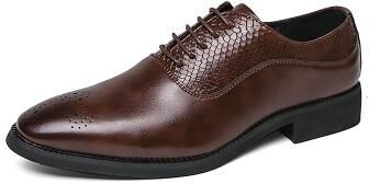 LightInthebox Men's Brown Lace-Up Derby Dress Shoes, Textured Leather-Look Smart Casual Formal Footwear, Classic Gentleman Style for Office Workers, Business Meetings, Weddings and Daily Wear