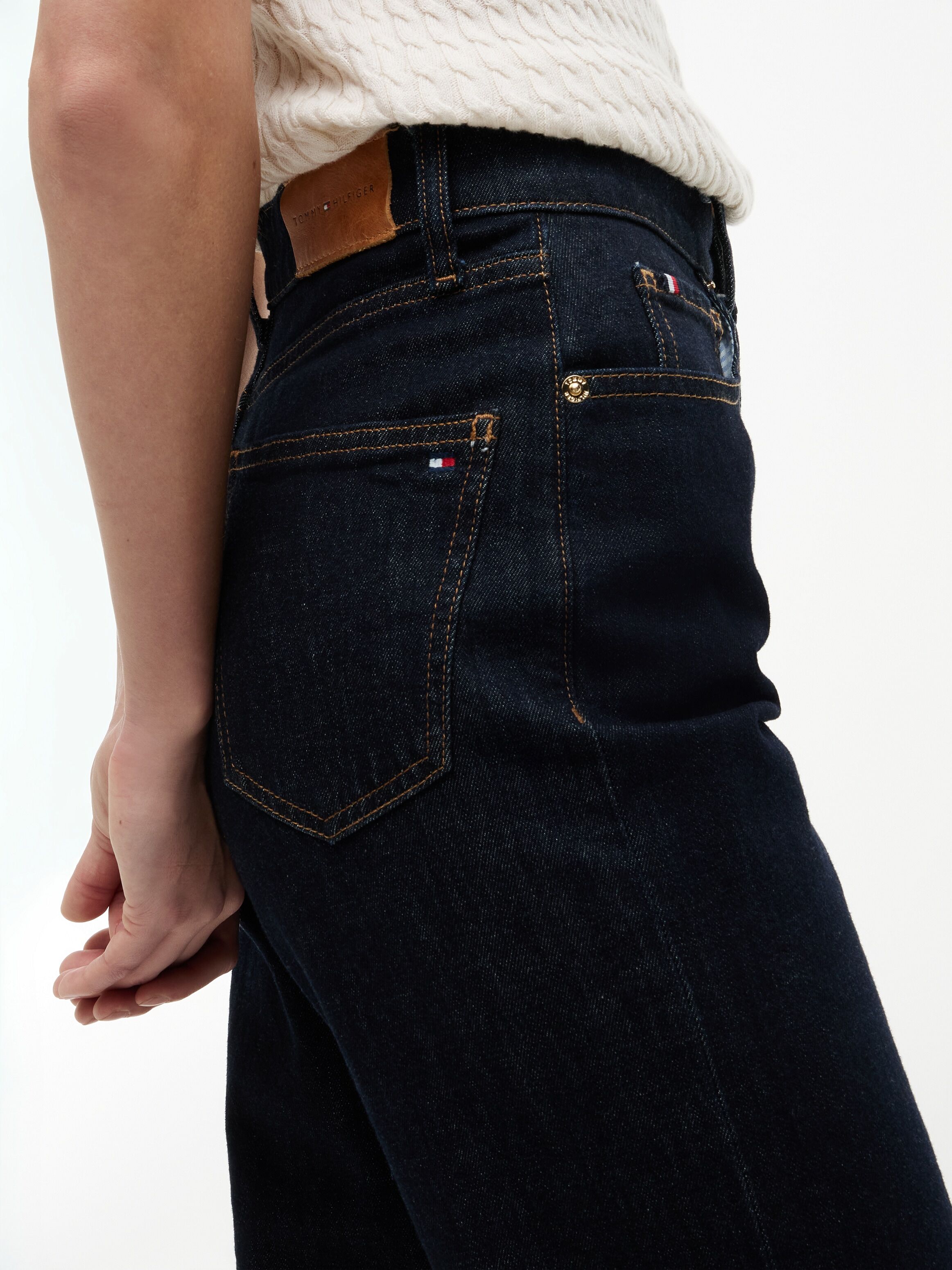 High-waist-Jeans TOMMY HILFIGER "TAPERED RINSE HW ANKLE", Damen, Gr. 28, Länge 28, rinse, Denim/Jeans, Obermaterial: 100% Baumwolle, knöchellang, Jeans High-waist-Jeans, Baumwolle, knöchellang, high waist rinse 28, Länge 28
