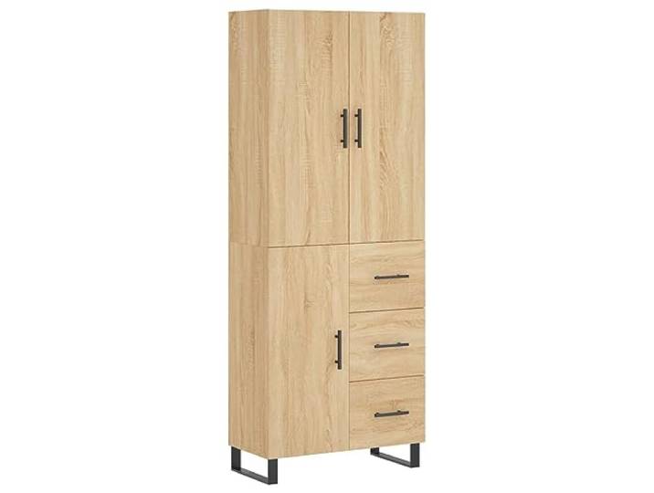 Makastle Highboard Wohnzimmer 69,5x34x180 cm Sonoma-Eiche Holzwerkstoff mit Schubladen und Türen