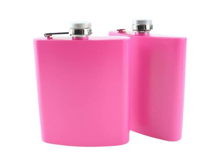 HIXA Heupfles - Roze - 2 Stuks - Flacon - Veldfles - RVS - Drinkfles - Platvink - 200ml - PINKY