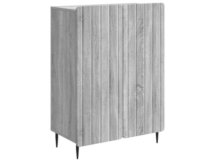 KPOTUERTU Sideboard Graues Sonoma 66 x 34,5 x 92 cm Holzwerkstoff Schwarze Metallbeine, rechteckiges Design, Holzwerkstoff, Innenbereich, Esszimmer, Wohnzimmer