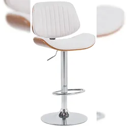 Décoshop26 - Barhocker x1 Retro-Modern-Stil cremefarbener Stoffsitz Gestell aus Walnussholz und Chrommetall 10_0006340 10_0006340
