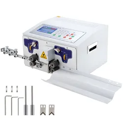 VEVOR Automatische Computer-Abisoliermaschine 300 W, Kabelschneidemaschine 1-100,000 mm, 230 V Drahtbiegemaschine Max. Kanaldurchmesser 10 mm, Kabelschälmaschine mit LCD Schirm und Richtmaschine