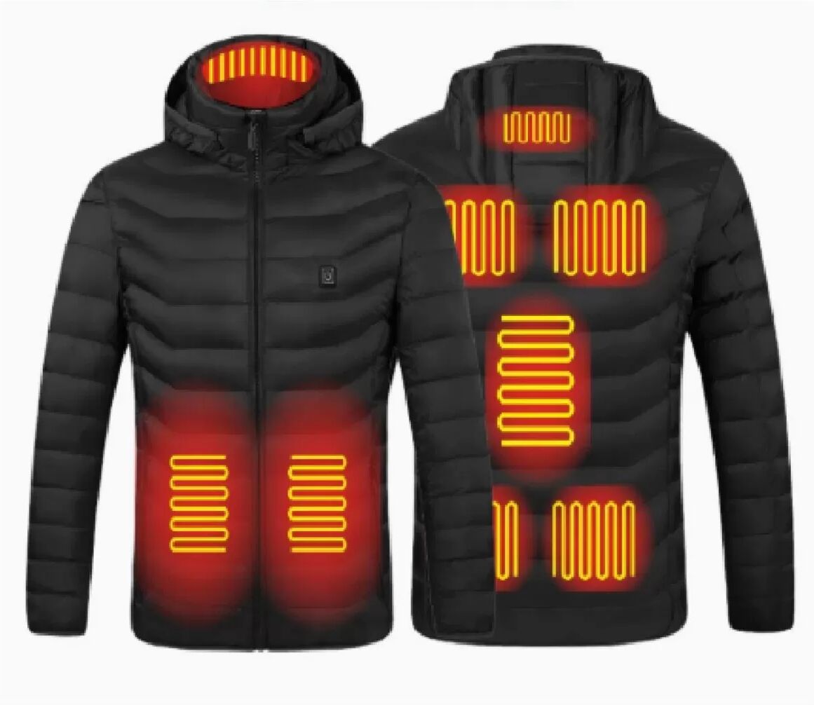 INF Smarte beheizbare Baumwolljacke - Schwarz, 8 Heizzonen mit 10000mAh Akku 3XL