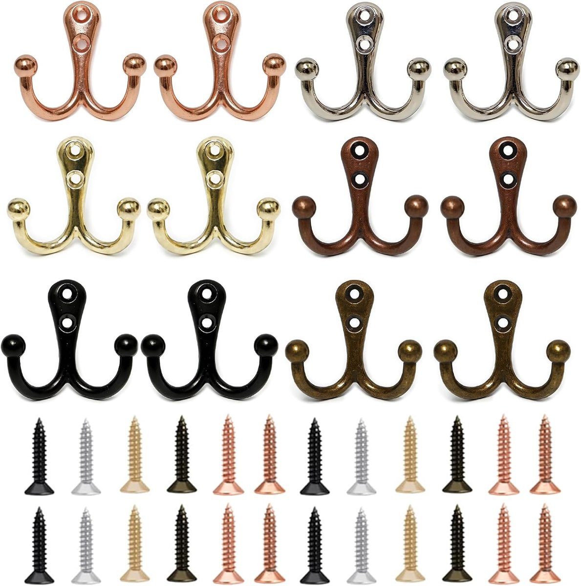 Set van 12 dubbele metalen kledinghaken met retro design van ShopVlot